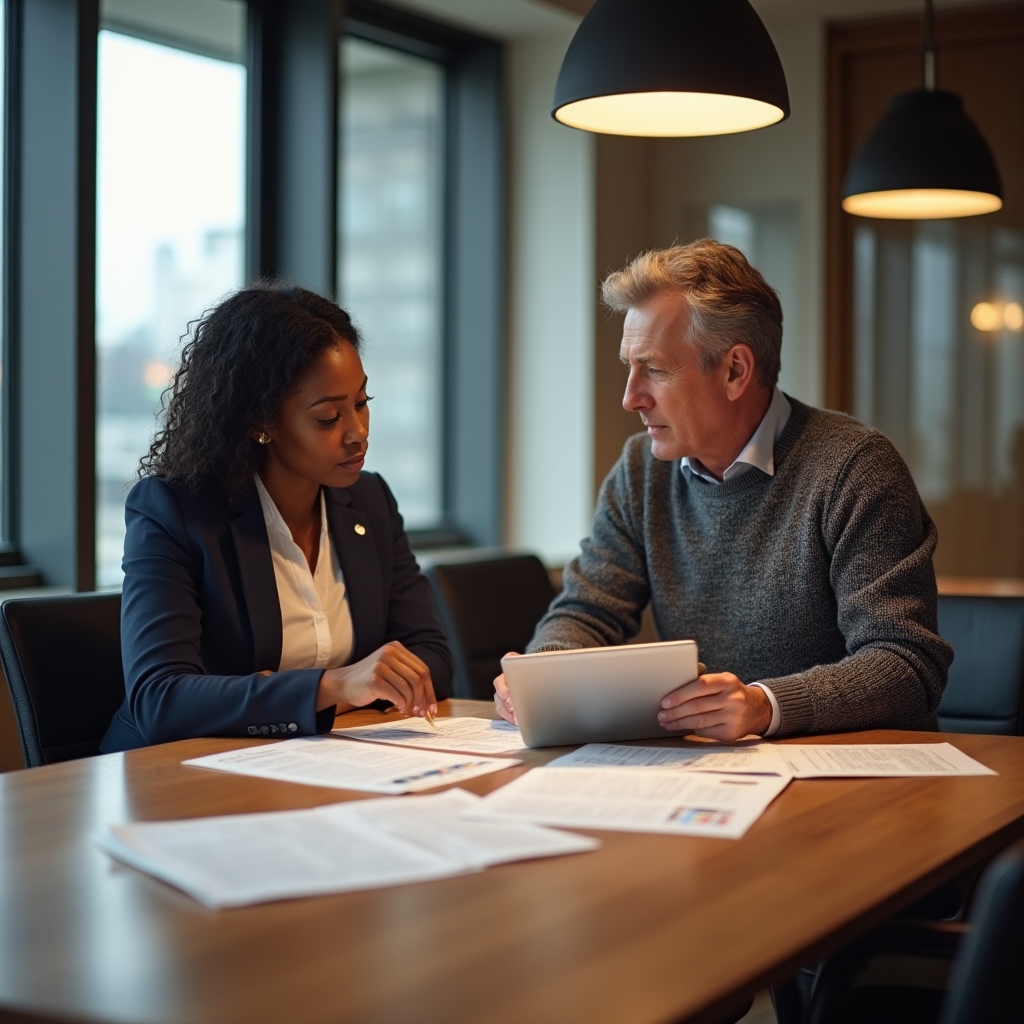 Zwei Personen besprechen Karrierewege an einem Besprechungstisch
