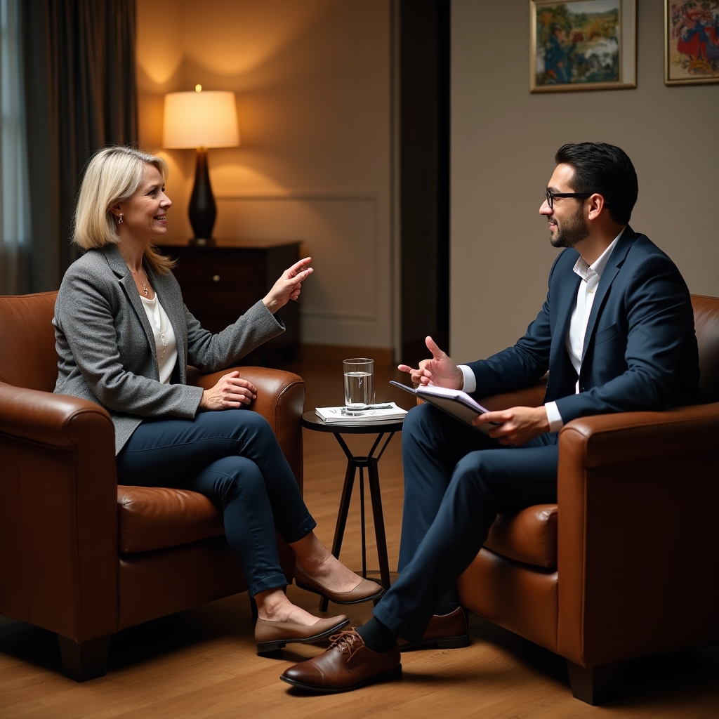 Coach und Klient im Gespräch während einer Coaching-Sitzung